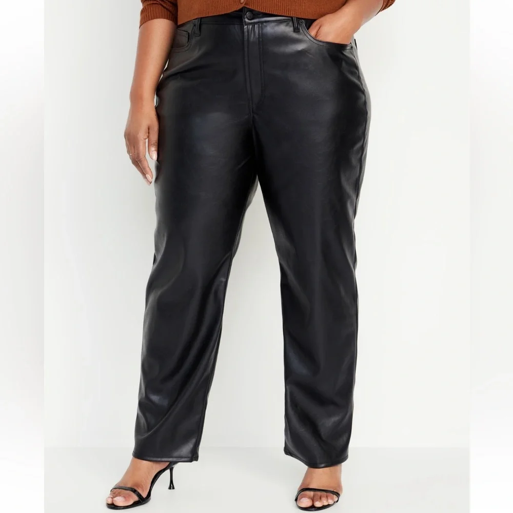 High Waist Stretch Faux Leather Pants - Picture 1 of 3